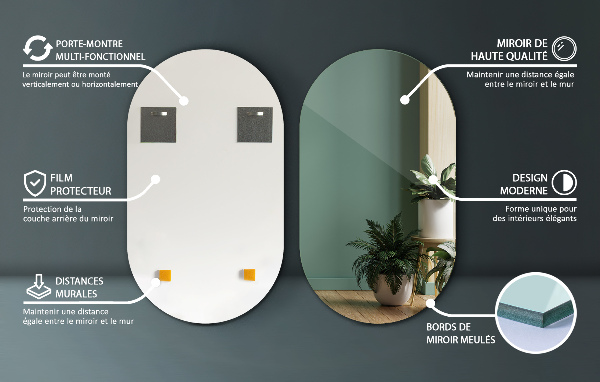 Oval wall mirror without frame 18x31 in