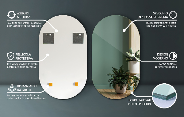 Tall oval mirror without frame 23x39 in