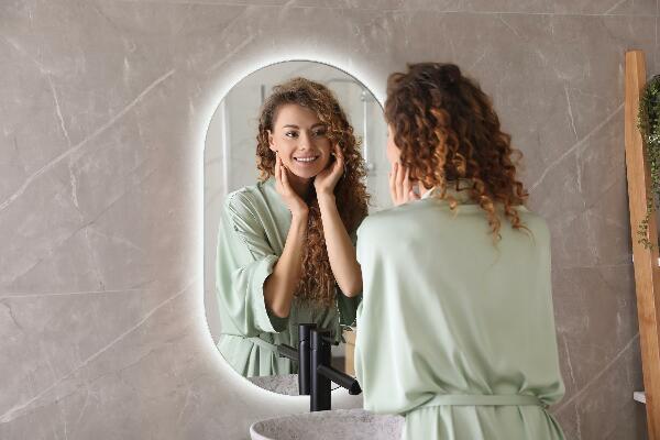 Led oval wall mirror 46x80 cm