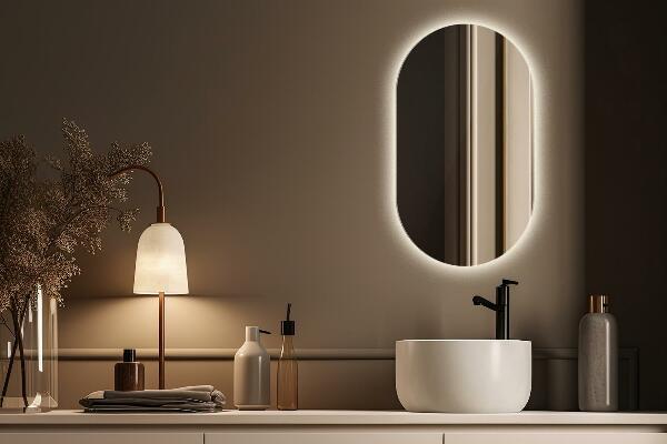 Oval mirror with led lights 58x100 cm