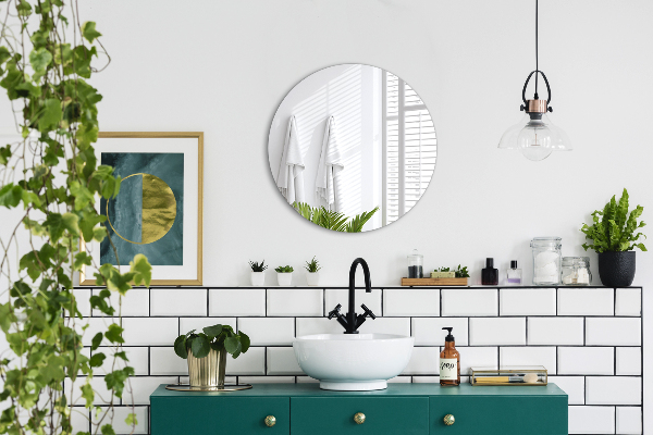 Large round frameless mirror 35 in