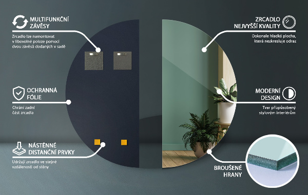 Half moon minimalist mirror without frame 10x20 in