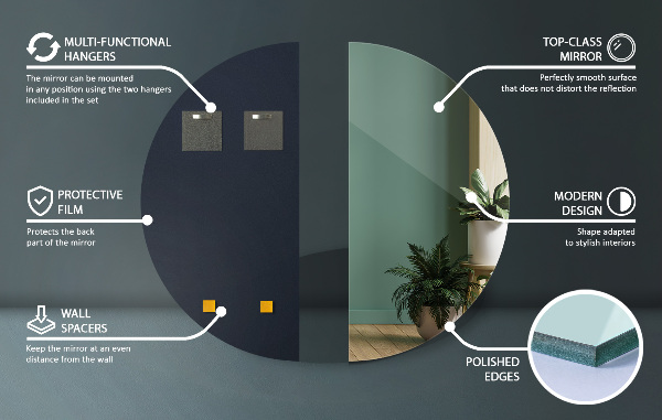 Half mirror without frame 14x28 in