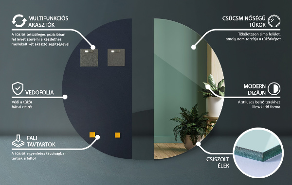 Half round mirror without frame 16x32 in