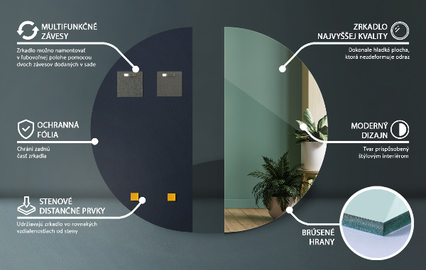 Wall mounted half mirror without frame 18x36 in