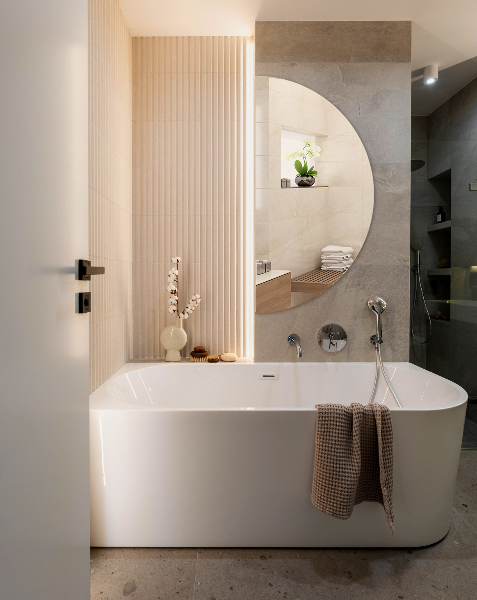 Wall mounted half mirror without frame 18x36 in