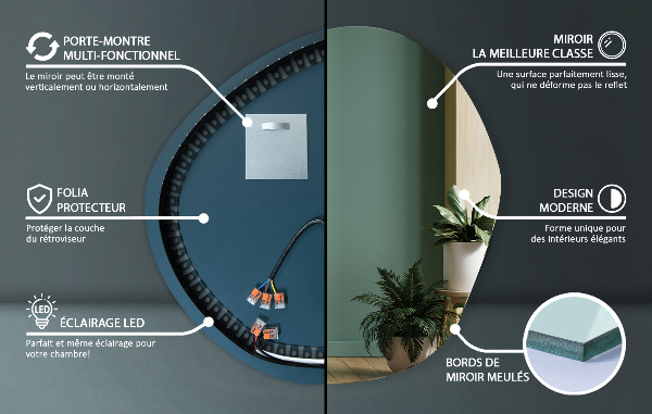 Unusual shaped led light mirror 58x58 cm