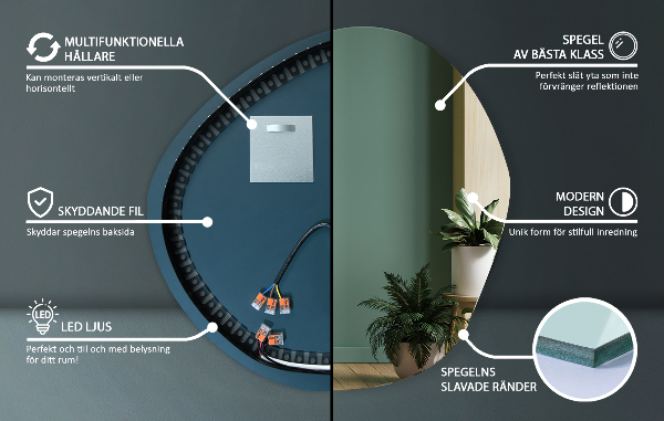 Organic shape led backlit mirror 87x86 cm