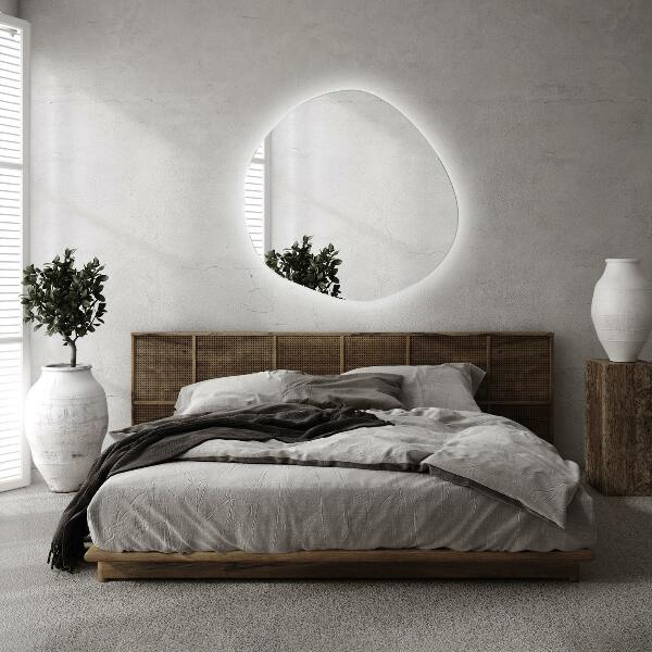 Organic shape led backlit mirror 87x86 cm