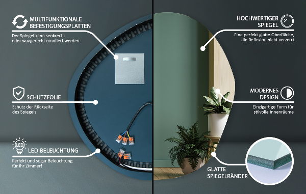Irregular led mirror 97x96 cm