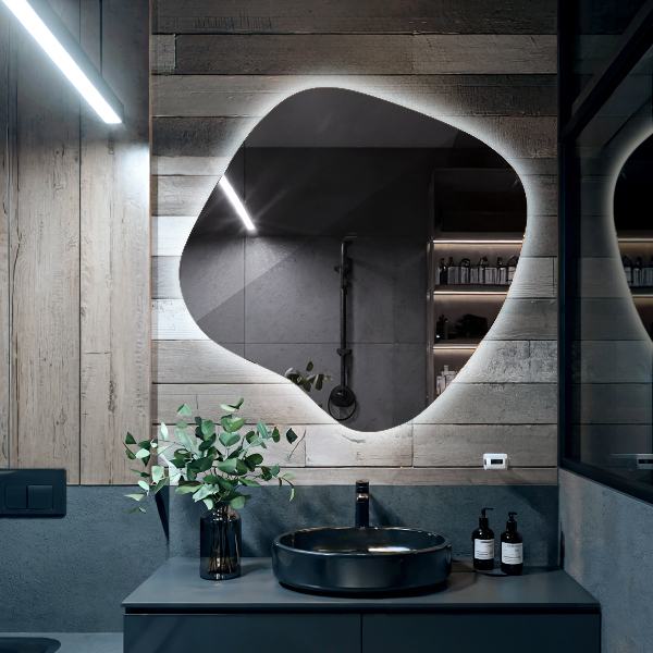 Asymetric led light mirror 48x48 cm