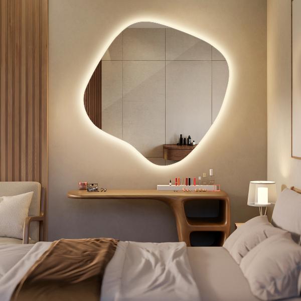 Asymetric led light mirror 48x48 cm