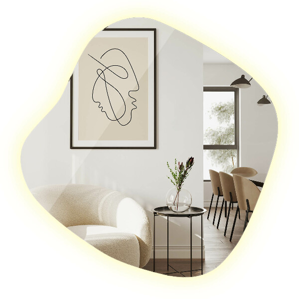 Asymetric led light mirror 68x67 cm