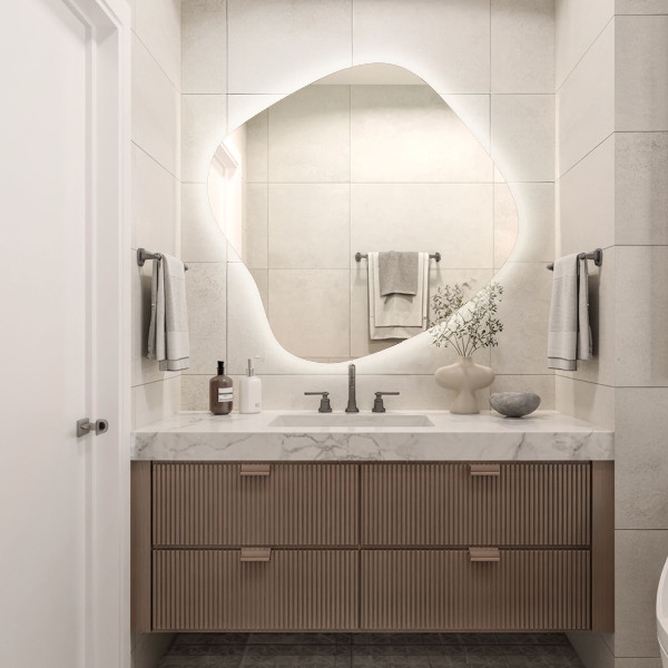 Asymetric led light mirror 77x77 cm