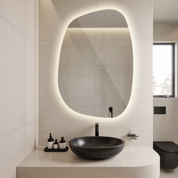 Asymmetrical led mirror 49x34 cm