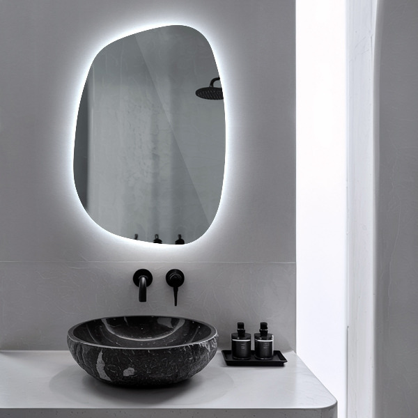 Asymmetrical led mirror 49x34 cm