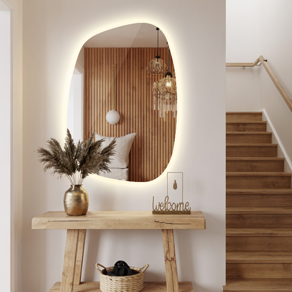 Asymmetrical led mirror 49x34 cm