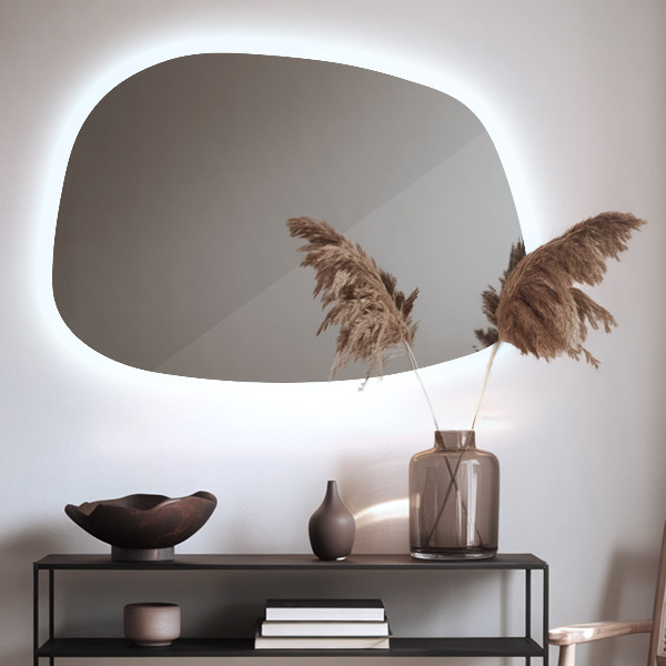 Unusual shaped led light mirror 68x47 cm