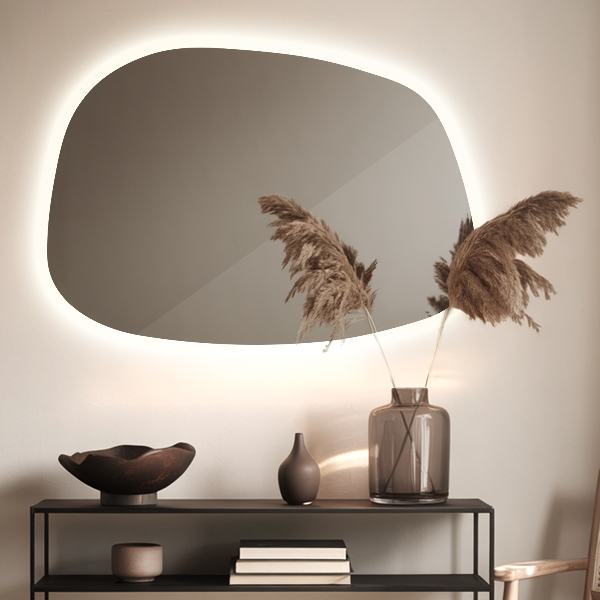 Organic shape led backlit mirror 79x57 cm
