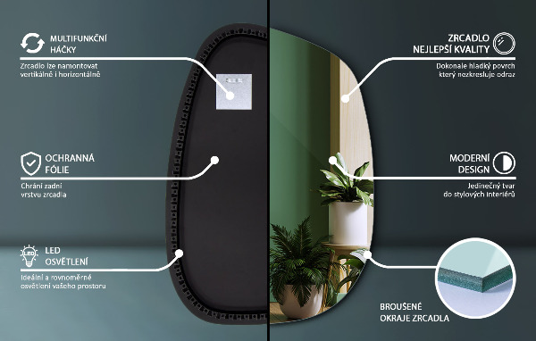 Organic shape led backlit mirror 79x57 cm