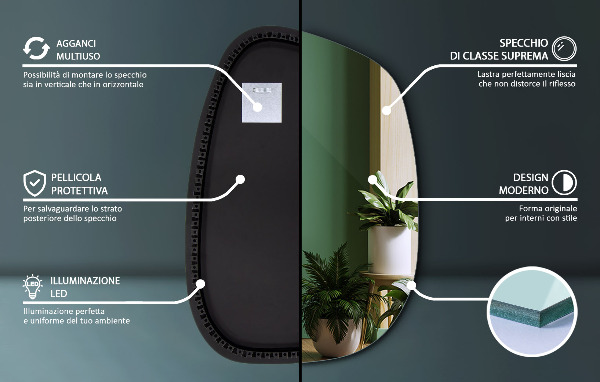 Organic shape led backlit mirror 79x57 cm