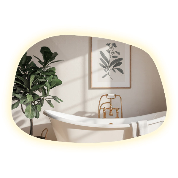 Organic shape led backlit mirror 79x57 cm