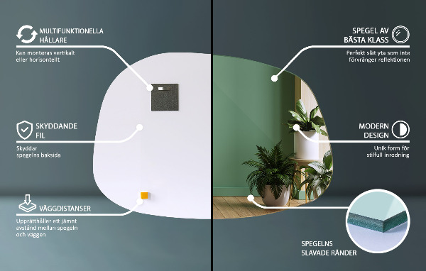 Mirror splash irregular shape 27x19 in (68x47 cm)