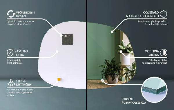 Mirror splash irregular shape 36x26 in (91x66 cm)