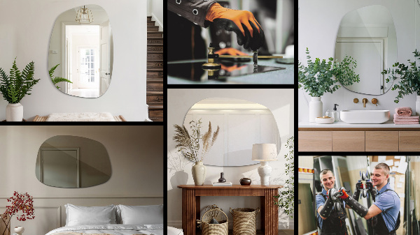 Mirror splash irregular shape 36x26 in (91x66 cm)