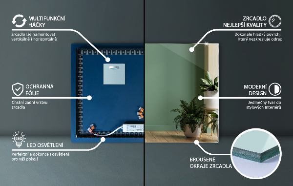 Rectangle illuminated mirror 39x28 in