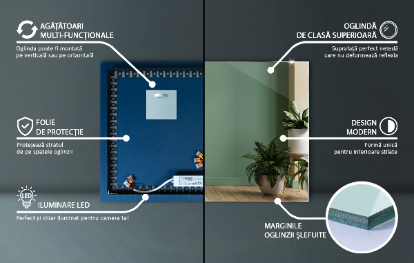 Rectangle illuminated mirror 39x28 in