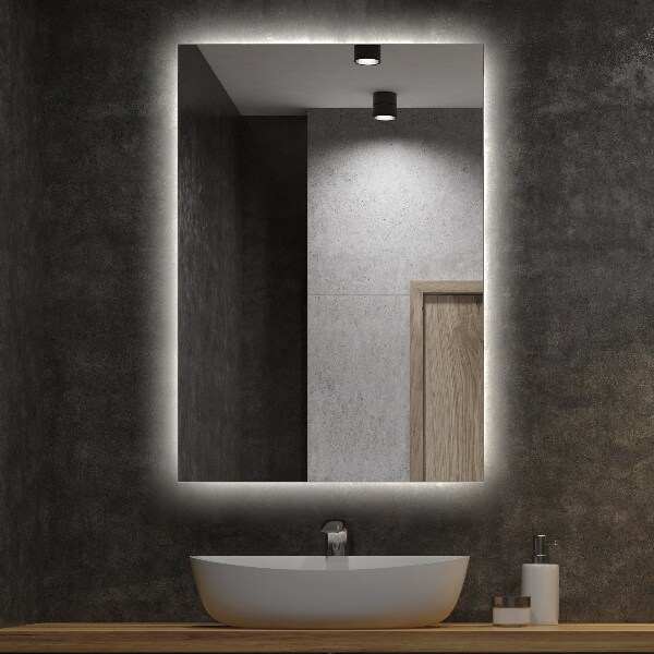 Rectangular bath mirror with lights 39x28 in
