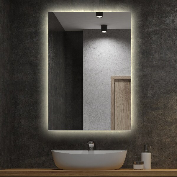 Rectangular bath mirror with lights 39x28 in