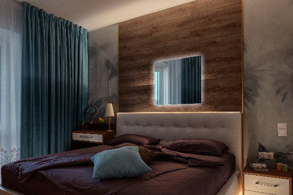 Rectangular bathroom mirror with lights 20x20 in