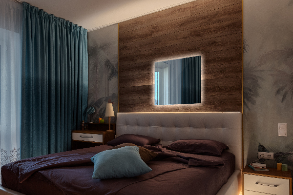 Rectangular bathroom mirror with lights 20x20 in