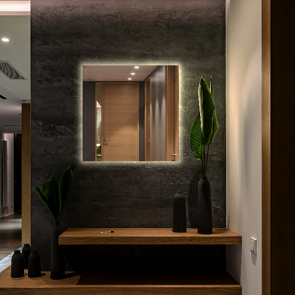 Rectangular bathroom mirror with lights 20x20 in