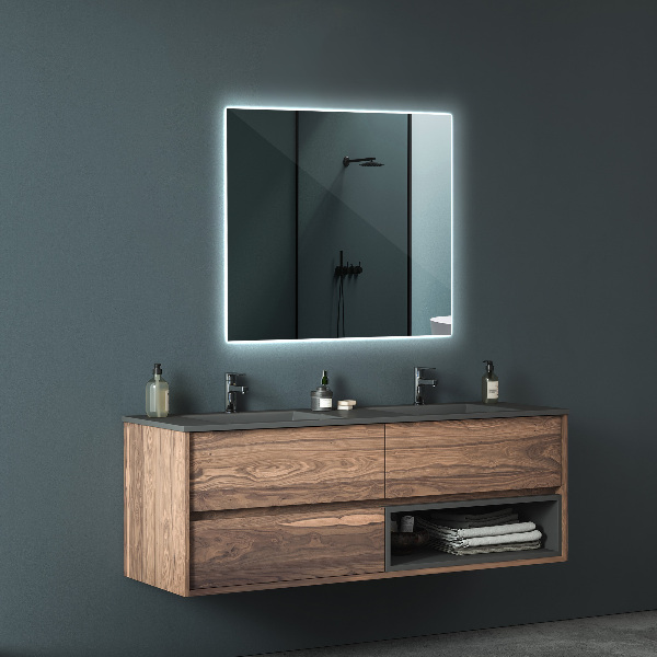 Rectangular bathroom mirror with lights 20x20 in