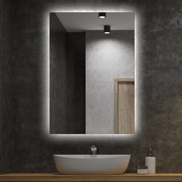 Rectangle led bathroom wall mirror 24x16 in