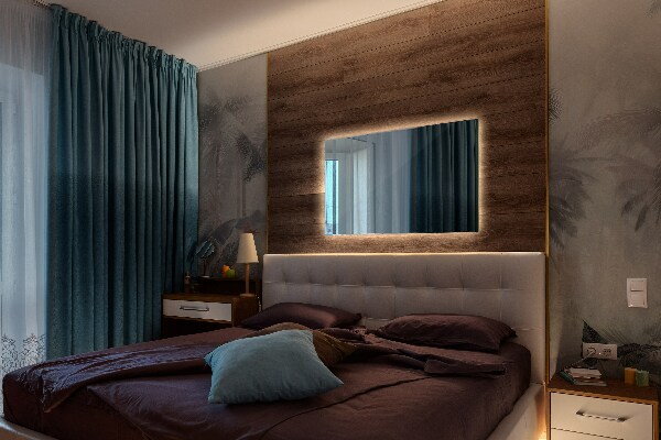 Rectangular illuminated bathroom wall mirror 32x24 in