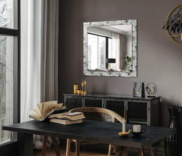 Wall mirror decor Monochrome drawing of flowers