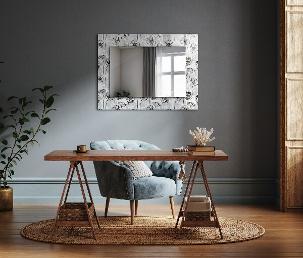 Wall mirror decor Monochrome drawing of flowers