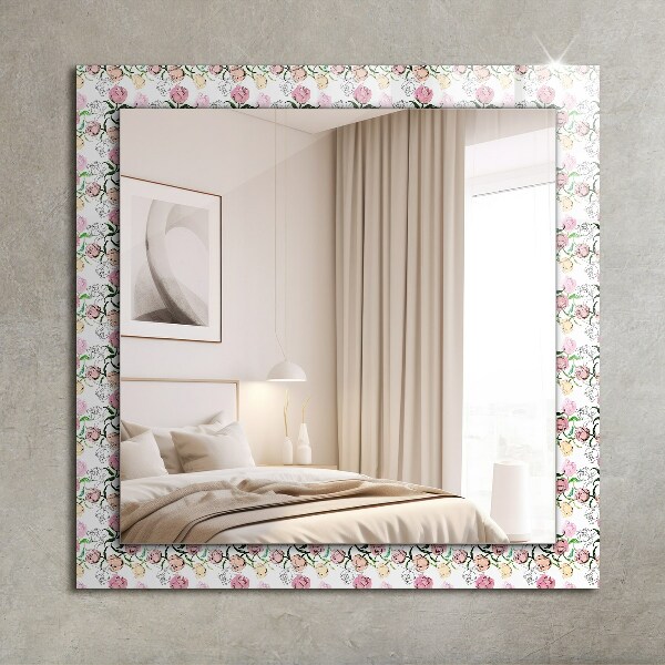 Mirror frame with print Floral motifs