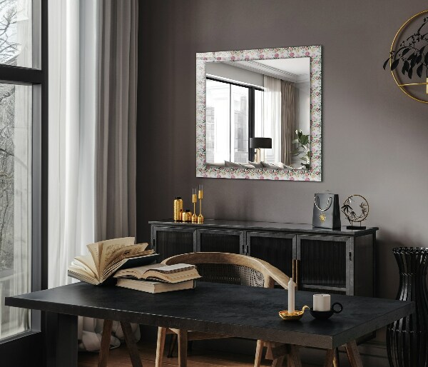 Mirror frame with print Floral motifs