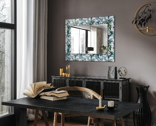 Wall mirror decor Bamboo leaves in watercolour