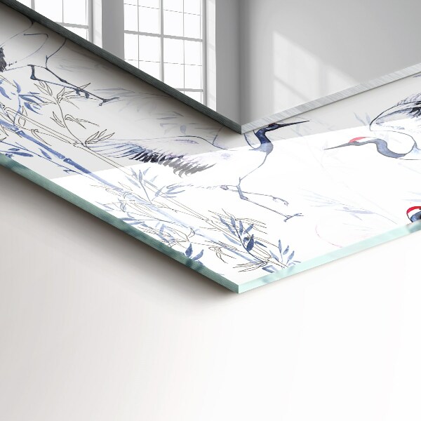 Decorative mirror Cranes and bamboo