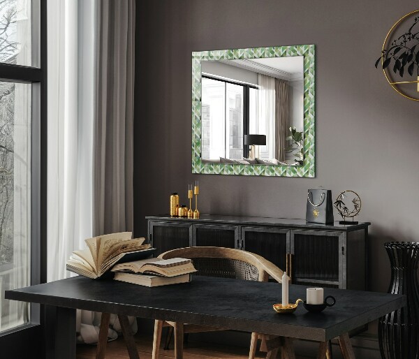 Wall mirror decor Green geometric pattern