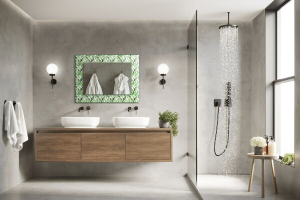 Wall mirror decor Green geometric pattern