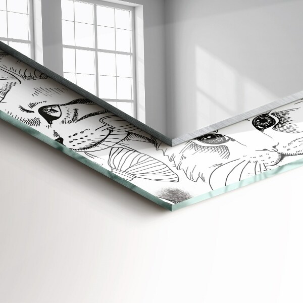 Printed mirror Cats with butterflies