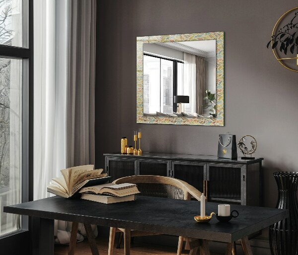 Wall mirror design Coloured wavy leaves