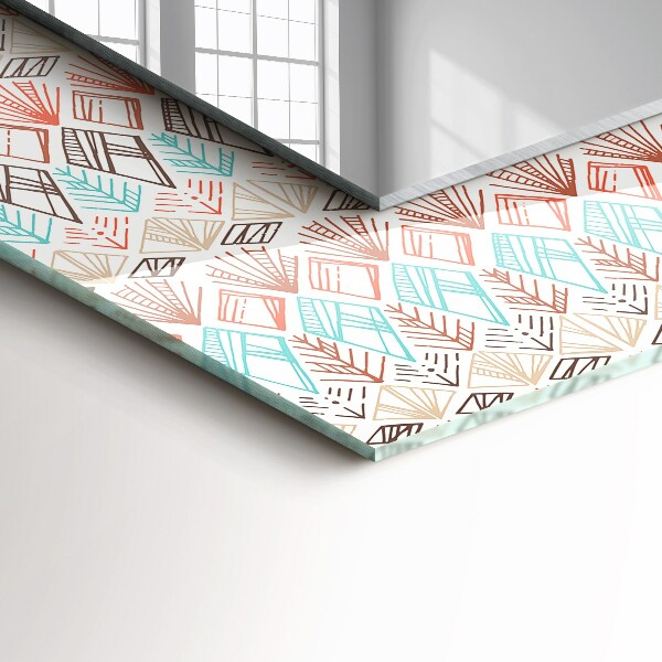 Wall mirror decor Coloured geometric drawing